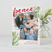 ピース、スノーエバーグリーン2 フォト ホリデー カード (スタンド正面)