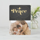 ピース タイポグラフィ おしゃれ ゴールド ダヴ モダン フォト シーズンカード (スタンド正面)