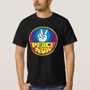 ピース・ナウ ヴィンテージ・レトロ・ボタン Tシャツ