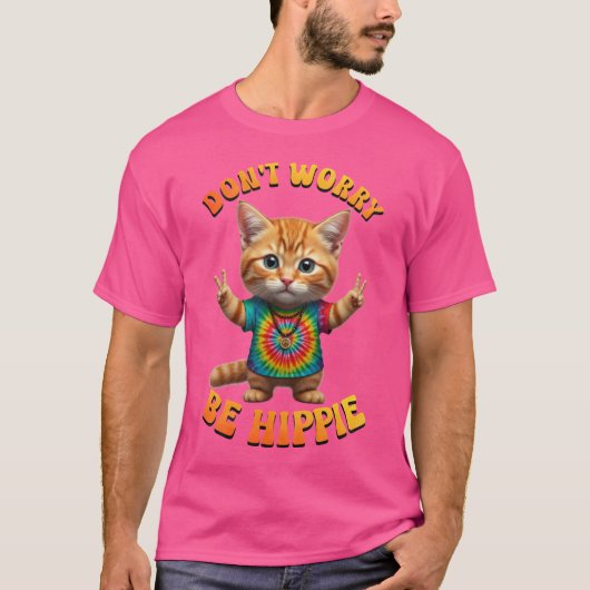 ピース ヒッピーハッピー ボホ kitten 子猫 ネコ tシャツ (正面)