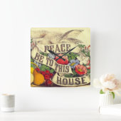 ピース・ビー・トゥ・ザ・ハウス スクエア壁時計 (ホーム)