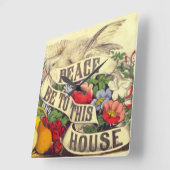 ピース・ビー・トゥ・ザ・ハウス スクエア壁時計 (傾斜)