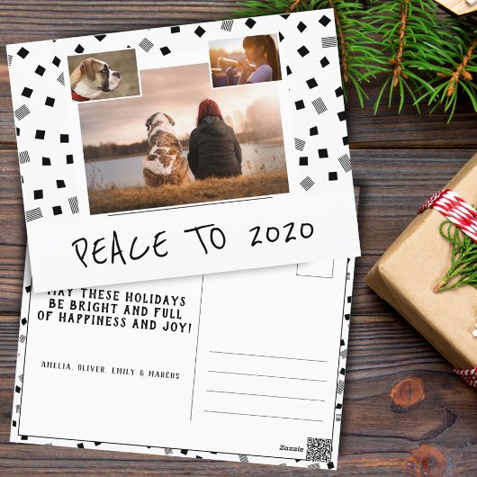 ピース ブラック ホワイト パターン 3 写真 コラージュ シーズンポストカード