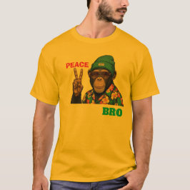 ピース・ブロ・チンパンジー グラフィックTシャツ - おしゃれなサル Tシャツ