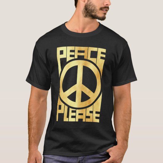 ピース プリーズ ソフトゴールド レタリング Tシャツ (正面)