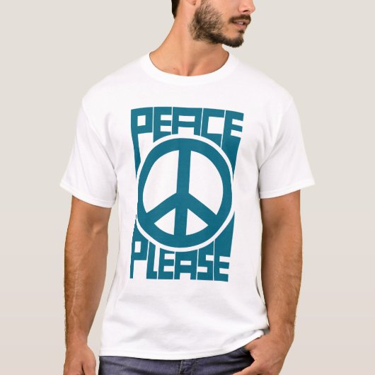ピース・プリーズ・ブルーレタリング Tシャツ (正面)