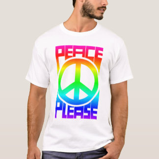 ピース プリーズ レインボー レタリング Tシャツ