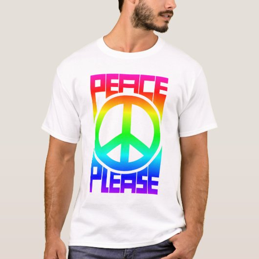 ピース プリーズ レインボー レタリング Tシャツ (正面)