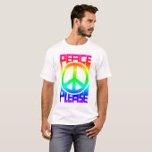 ピース プリーズ レインボー レタリング Tシャツ (正面フル)