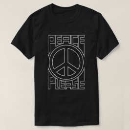 ピース プリーズ 白のアウトライン レタリング Tシャツ
