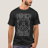ピース プリーズ 白のアウトライン レタリング Tシャツ (正面)