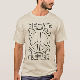 ピース・プリーズ 黒の輪郭文字 Tシャツ