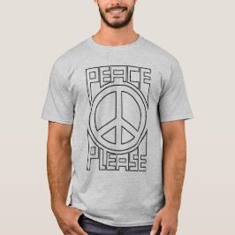 ピース・プリーズ 黒の輪郭文字 Tシャツ