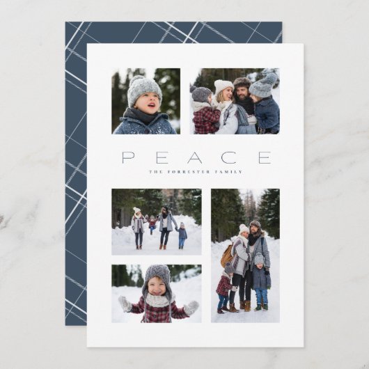 ピース モダン ミニマル 5 フォト ブルー クリスマス (正面/裏面)