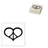 ピース&ラブハートウッドアートスタンプ ラバースタンプ (押印)