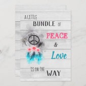 *~*ピース&ラブヒッピーニュートラルベビーシ素朴ャワー 招待状 (正面/裏面)