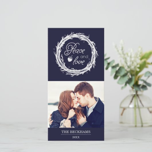 ピース&ラブホリデーフォトカード/ネービーシルバー シーズンカード (スタンド正面)