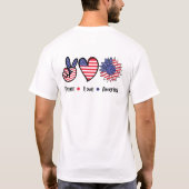 ピース ラブ アメリカ 愛国 USAフラググラフィック Tシャツ (裏面)