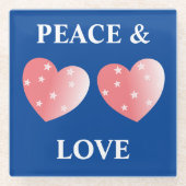 ピース＆ラブ ガラスコースター (正面)