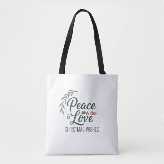 ピース&ラブ クリスマス トートバッグ (正面)