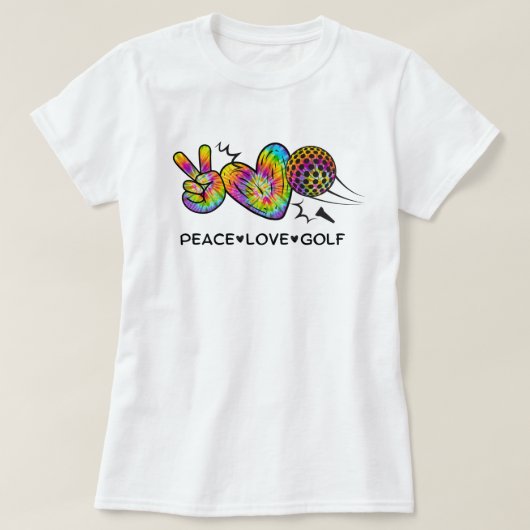 ピース ラブ ゴルフ タイダイ Tシャツ (デザイン正面)