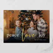 ピース ラブ ジョイ スクリプト フル フォト 箔シーズンカード (正面)