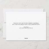 ピース ラブ ジョイ ミニマル タイポグラフィー ホワイト フォト シーズンカード (裏面)