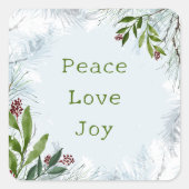 ピース・ラブ・ジョイ　ルースチック　クリスマス　パイン　グリーンナリー スクエアシール (正面)