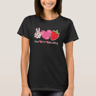 ピース ラブ ストロベリー ファーマー イチゴ ベリー F Tシャツ