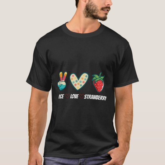 ピース ラブ ストロベリー ファーマー イチゴ Tシャツ (正面)