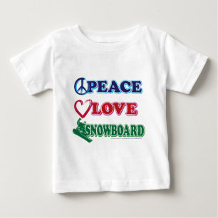 ピース+ラブ+スノーボード ベビーTシャツ