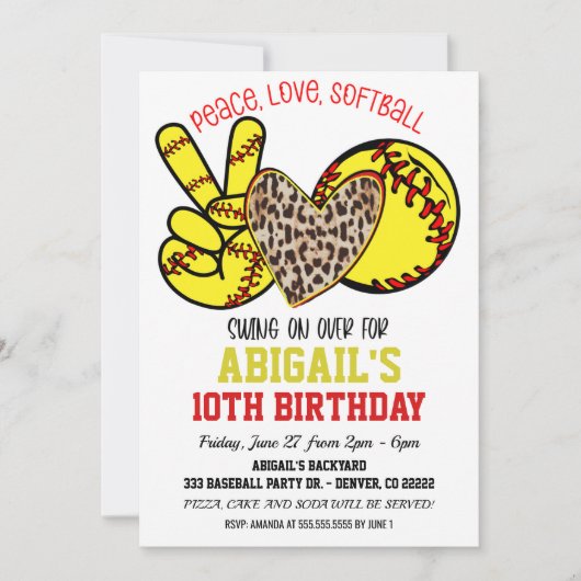 ピース・ラブ・ソフトボール ご招待 招待状 (正面)
