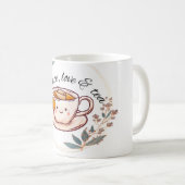 ピース ラブ ティー マグ | かわいい紅茶好きのコーヒーマグ (正面右)