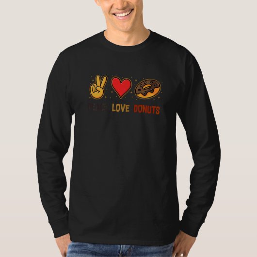 ピース ラブ ドーナツ スプリンクル お菓子大好き ドーナッツ Tシャツ (正面)