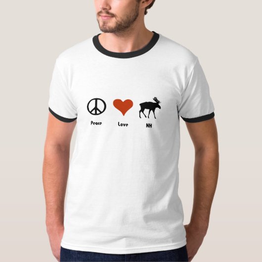 ピース ラブ ニューハンプシャー州 Tシャツ (正面)