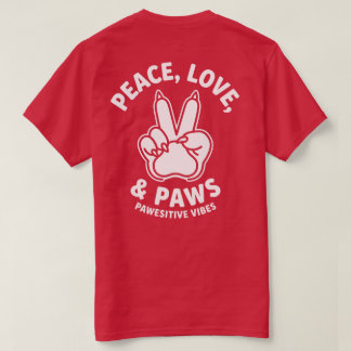 ピース・ラブ・パウ ゆるふわわんこ ラバー Tシャツ