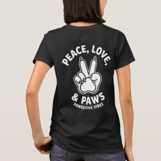 ピース・ラブ・パウ ゆるふわわんこ ラブ Tシャツ