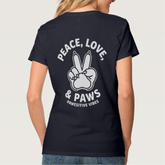 ピース・ラブ・パウ わんこ好きポジティブな人 Tシャツ
