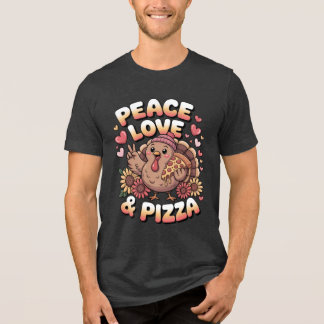 ピース ラブ ピザ - 面白い感謝祭のユーモア トライブレンドTシャツ
