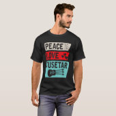 ピース ラブ フセタール ギター 楽器 フセタール トリプル Tシャツ (正面フル)