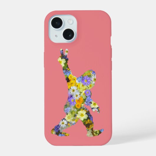 ピース ラブ フラワー ビッグフット iPhone 15ケース (裏面)