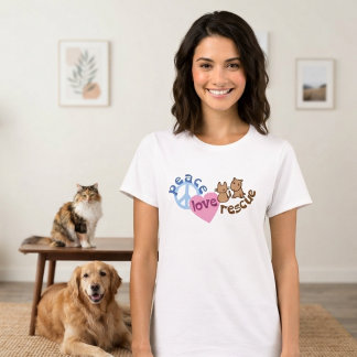 ピース ラブ ペット 猫 犬 保護 Tシャツ