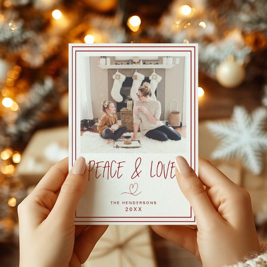 ピース＆ラブ ミニマルクリスマスカード 招待状