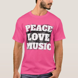 ピース ラブ ミュージック レトロ ブームボックス Tシャツ