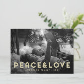 ピース＆ラブ モダン シンプル タイポグラフィ シーズンカード (スタンド正面)