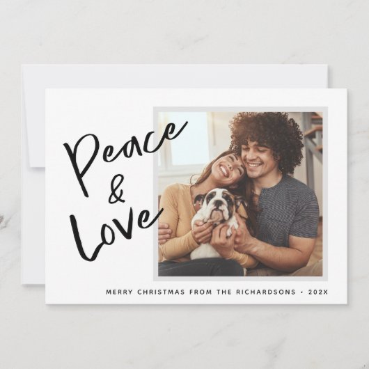 ピース&ラブ | モノクロのクリスマス写真カードH シーズンカード (正面)