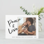 ピース＆ラブ | モノクロのクリスマス写真カードH シーズンカード (スタンド正面)