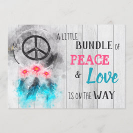 *~*ピース&ラ素朴ブ·ヒッピー·ニュートラル·ベビー·シャワー 招待状