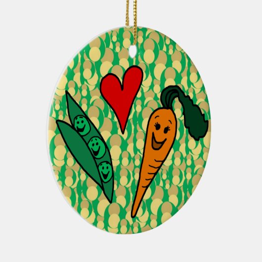ピーズラブニンジン、かわいいグリーンとオレンジのデザイン セラミックオーナメント (右)
