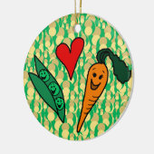 ピーズラブニンジン、かわいいグリーンとオレンジのデザイン セラミックオーナメント (左)